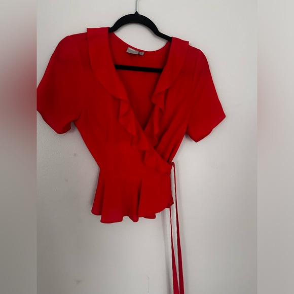 Red ASOS peplum top - Picture 3 of 4